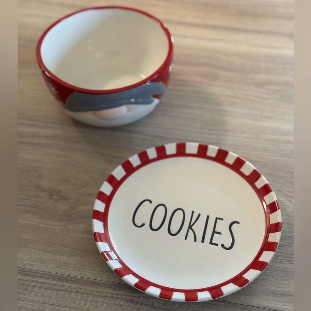 Santa Bowl and Cookies Plate